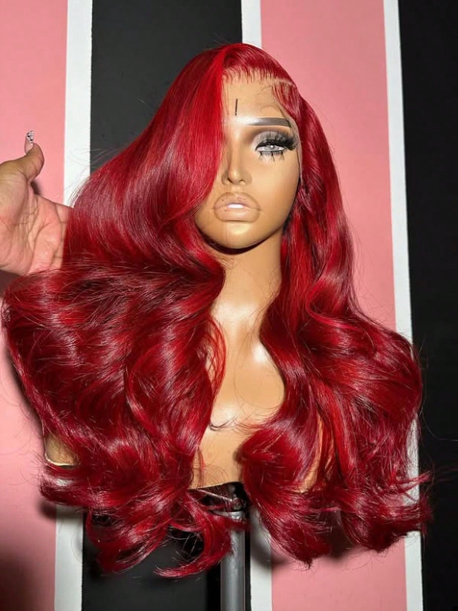Ruby Red Body Wave 13x4 HD Lace Frontal Wig | 250% Density Human Hair Wig | Lilluxe Hair