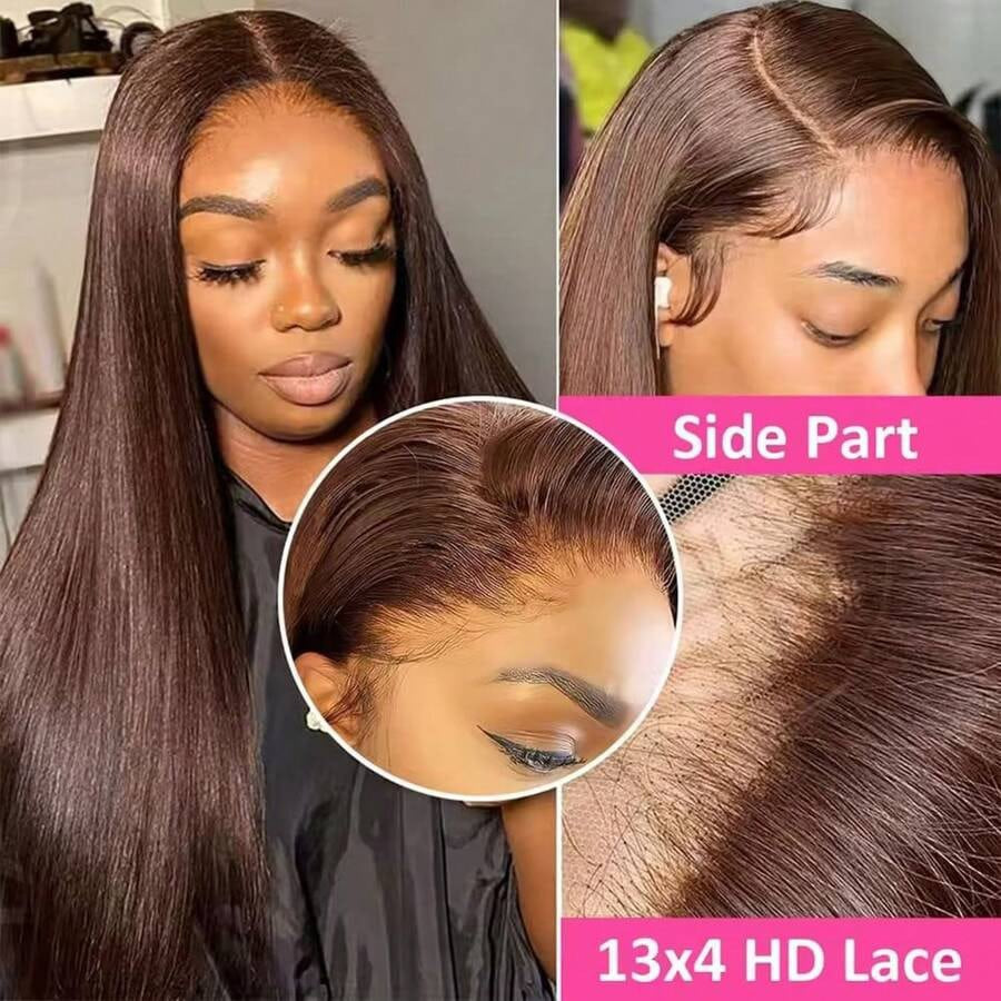 Chocolate Brown HD Lace Straight Wig | Premium Human Hair Wig