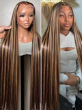 Brown Honey Blonde Highlight 13x4 HD Lace Straight Wig | Human Hair Wig