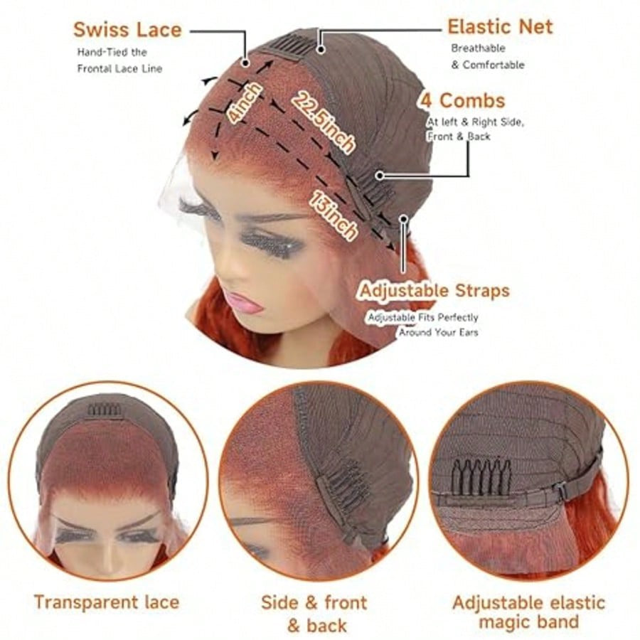 Ginger Copper HD Lace Straight Wig | 13x4 & 13x6 Human Hair Wig | Pre-Plucked