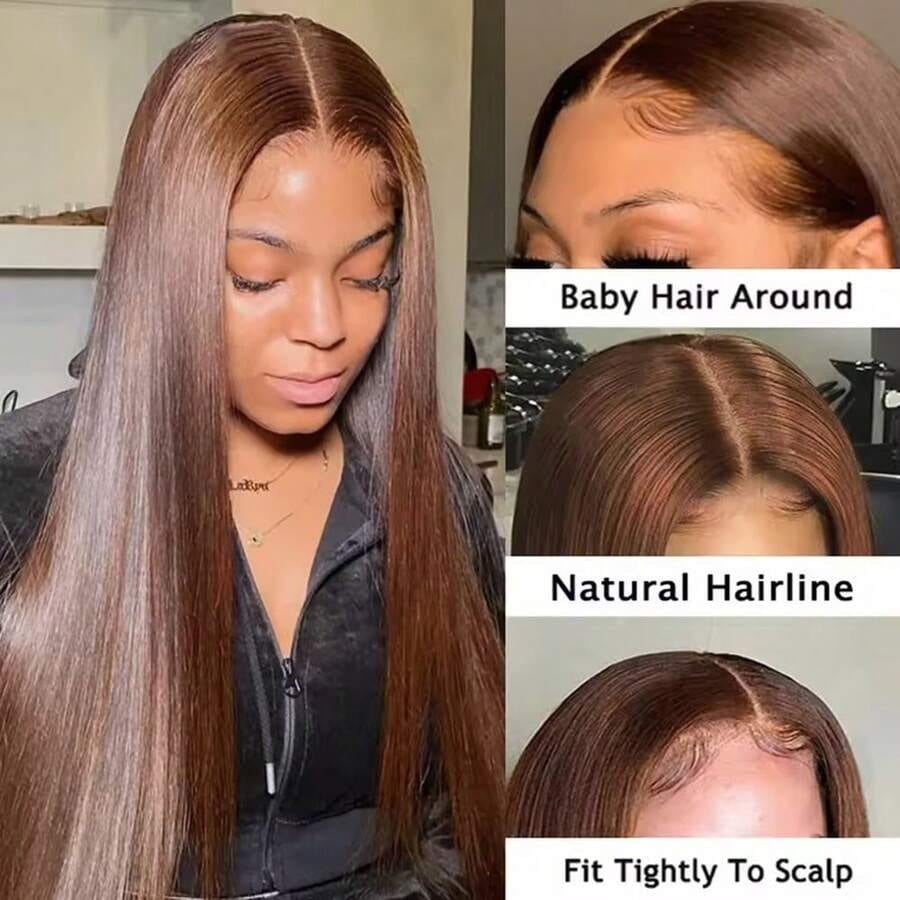 Chocolate Brown HD Lace Straight Wig | Premium Human Hair Wig