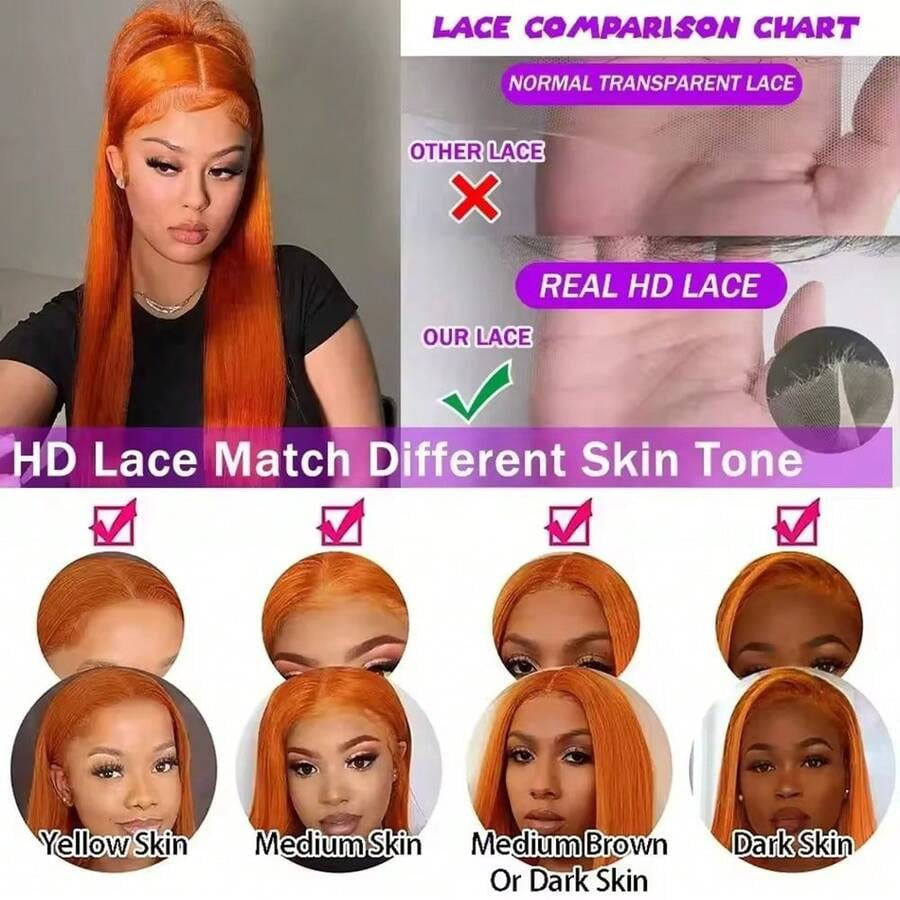 Ginger Copper HD Lace Straight Wig | 13x4 & 13x6 Human Hair Wig | Pre-Plucked