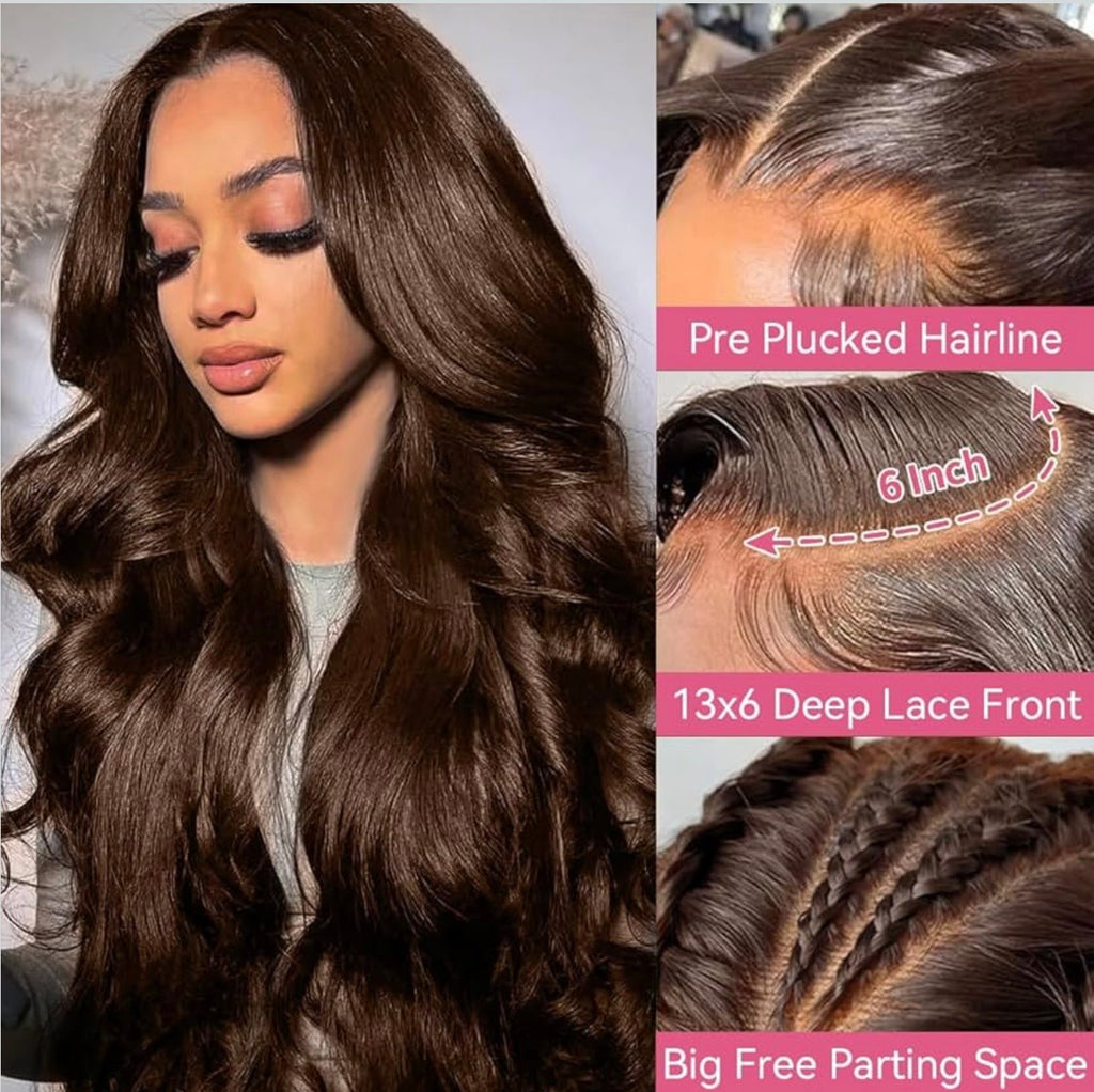 #4 Brown Body Wave 13x4 HD Lace Wig | 250% Density Human Hair Wig | Lilluxe Hair