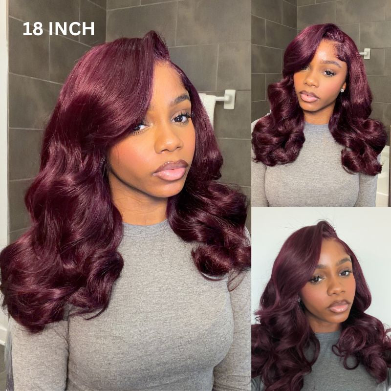 Black Cherry Short Bob Body Wave Wig Pre-Everything Glueless Human Hair