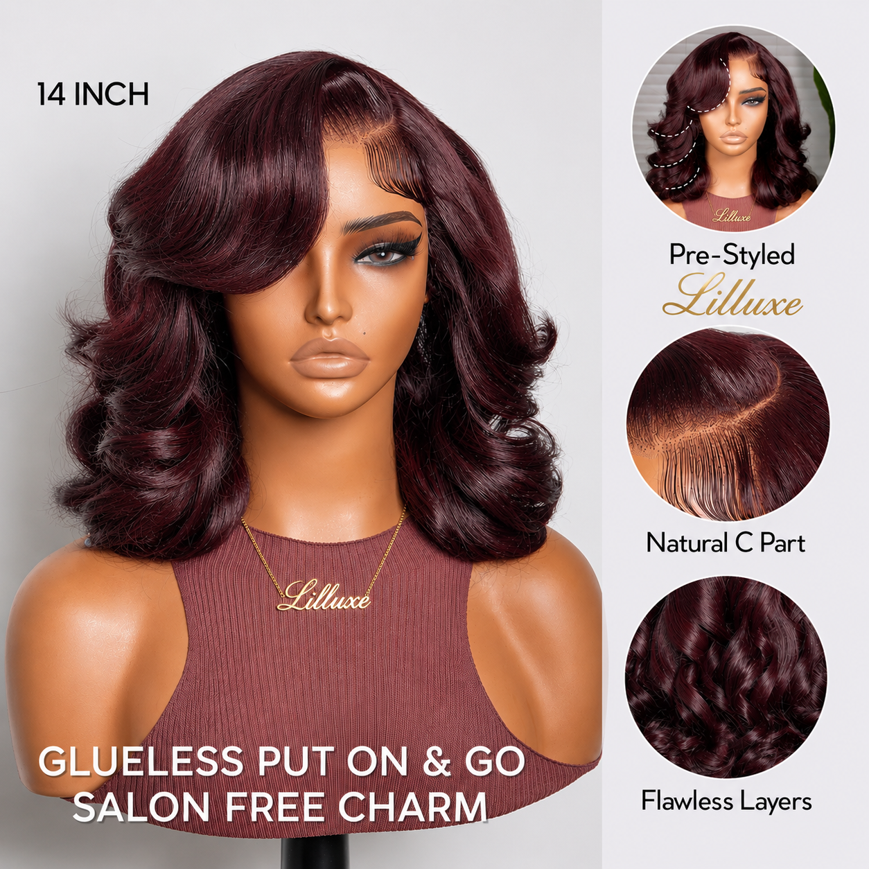 Black Cherry Short Bob Body Wave Wig Pre-Everything Glueless Human Hair
