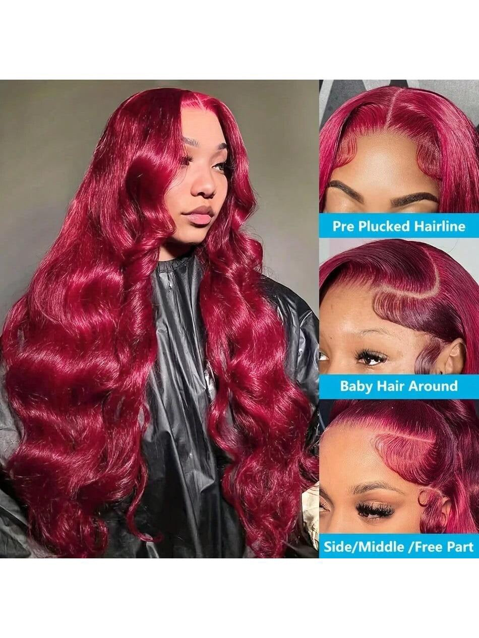 99J Burgundy Body Wave 13x4 HD Lace Frontal Wig | 250% Density Human Hair Wig