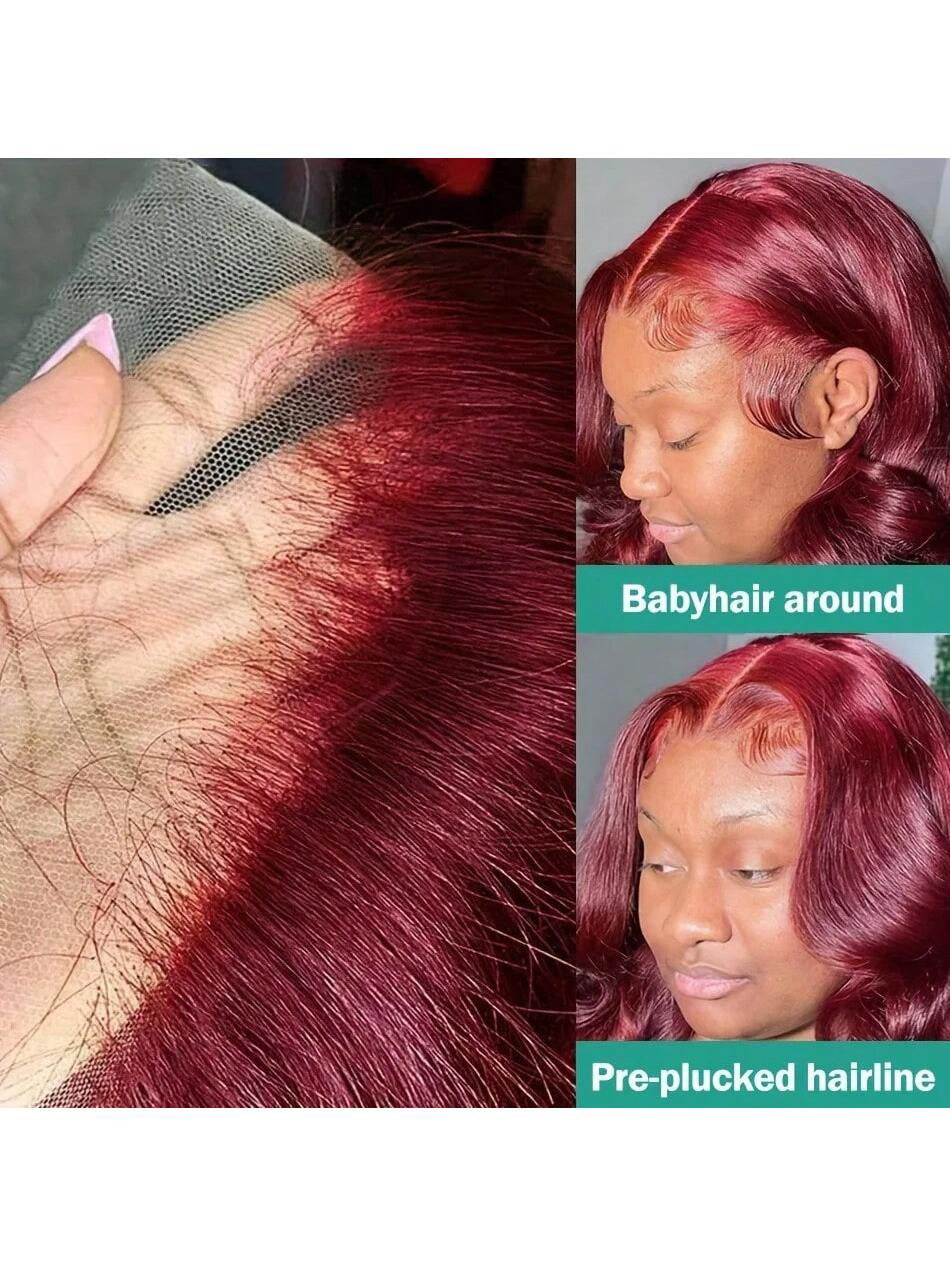 99J Burgundy Body Wave 13x4 HD Lace Frontal Wig | 250% Density Human Hair Wig